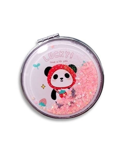 Зеркало складное "Lucky panda strawberry pink" с увеличением Ilikegift
