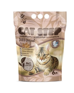 Наполнитель для кошачьего туалета Tofu Original комкующийся растительный 6л Cat step