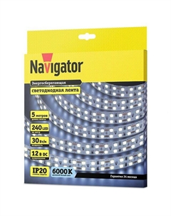 Светодиодная лента 240 LED/м, 30 Вт, IP20, готовая, 5 м, дневной белый свет Navigator