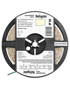Светодиодная лента 60 LED/м 12 В 30 Вт IP65 готовая 5 м теплая белая Navigator
