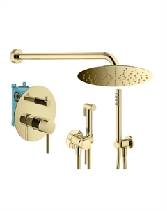 Комплект гигиенического смесителя с верхним душем IXO KITZXO18OR золото 24К Plumberia selection