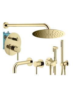 Комплект гигиенического смесителя с верхним душем IXO KITZXO18OR210 золото 24К Plumberia selection