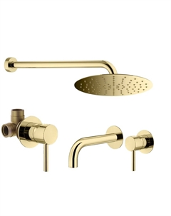 Комплект смесителя для раковины с верхним душем IXO KITXO01OR210 золото 24К Plumberia selection