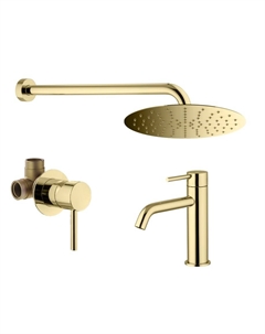 Комплект смесителя для раковины с верхним душем IXO KITXO01OR53 золото 24К Plumberia selection