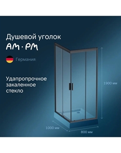 Душевой уголок Gem 100х80 W90G-404-100280-BT стекло прозрачное, профиль черный матовый Am.pm.