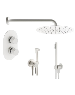 Комплект гигиенического смесителя с верхним душем IXO KITZXOT18BO с термостатом, белый матовый Plumberia selection