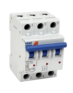 Выключатель автоматический КЭАЗ BM63-3C40-УХЛ3 трехполюсный (3P/3П) 40А C 6кА (260798) Кэаз