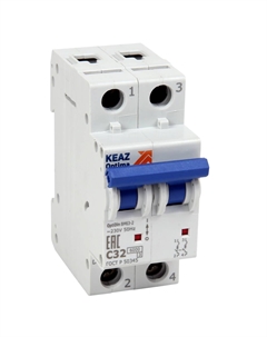 Выключатель автоматический КЭАЗ BM63-2C16-УХЛ3 OptiDin двухполюсный (2P/2П) 16А C 6кА (260599) Кэаз