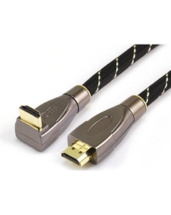 Кабель HDMI(19M)-HDMI(19M) прямой/угловой 4K, v2.0/2.0, экранированный, 10 м, черный (WAVC-HDMIRA-10M) Wize