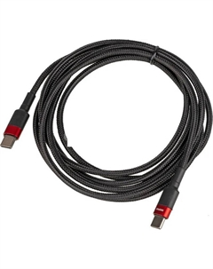 Кабель USB Type-C-USB Type-C, 5A, 2 м, черный/красный, Behpex POWER DELIVERY 100W (1491179)