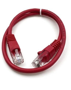 Патч-корд UTP кат.5e, 0.25 м, RJ45-RJ45, красный, CCA, (1901367) Buro