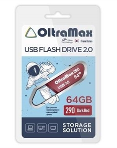 Флешка 64Gb USB 2.0 290, темно-красный (OM-64GB-290-Dark Red) Oltramax
