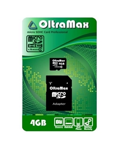 Карта памяти 4Gb microSDHC Class 4 + адаптер Oltramax