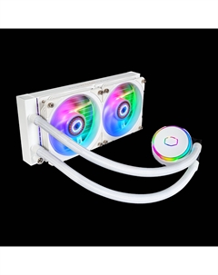 Жидкостное охлаждение MasterLiquid PL240 Flux White Edition для Socket 115x/2066/2011/2011-3/1200/1700/AM5/AM4/AM3/AM3+/FM1/AM2+/FM2/FM2+/TR4, 240 Вт, 2x100 мм, ARGB (MLY-D24M-A23PZ-RW) Cooler master