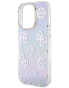 Чехол Peony glitter для iPhone 15 Pro, пурпурный Guess