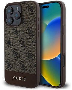 Чехол Bottom для iPhone 16 Pro Max, коричневый Guess