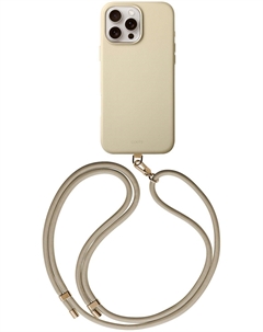 Чехол Coehl Muse Leatherette MagSafe с ремешком для iPhone 16 Pro Max, светло-бежевый Uniq