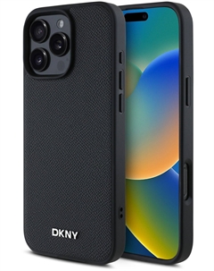 Чехол Grained MagSafe для iPhone 16 Pro Max, черный Dkny