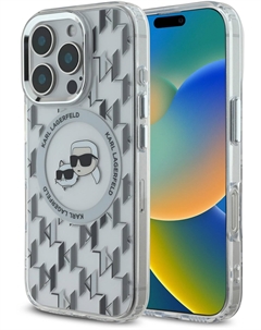 Чехол Monogram NFT & Choupette MagSafe для iPhone 16 Pro Max, прозрачный Karl lagerfeld