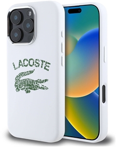 Чехол Cracked Logo MagSafe для iPhone 16 Pro Max, белый Lacoste