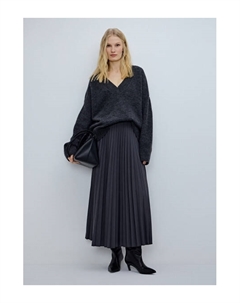 Плиссированная юбка миди A-силуэта, Серый Ostin