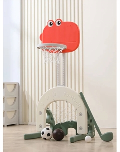 Баскетбольная стойка и хоккейные ворота UNIX Dino 2в1, Зеленый Unix line