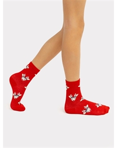 Носки детские темно-красные с рисунком в виде оленей Mark formelle