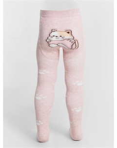 Колготки детские розовые с узором в виде котика Mark formelle