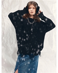 Джемпер женский черный с рваными деталями Mark formelle