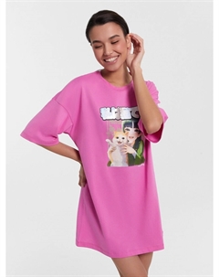 Туника домашняя женская розовая с принтом аниме Mark formelle