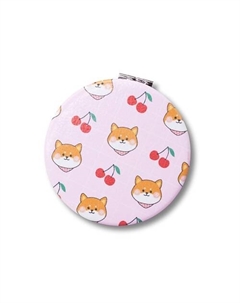 Зеркало складное "Hello dog Corgi cherry pink" с увеличением Ilikegift