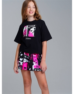 Комплект трикотажный для девочек: фуфайка (футболка), шорты Playtoday tween