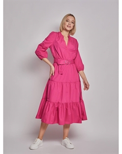 Ярусное платье длины миди с поясом Zolla