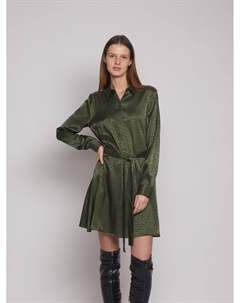 Атласное платье-рубашка с поясом Zolla