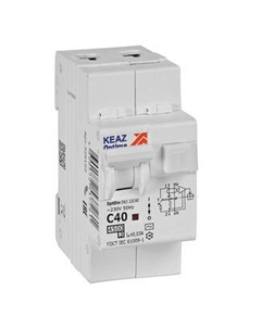 Выключатель автоматический КЭАЗ D63-22C40-AC-У3 OptiDin двухполюсный (2P/2П) 40А C 4,5 кА (D63-22C40-AC-У3 ) Кэаз