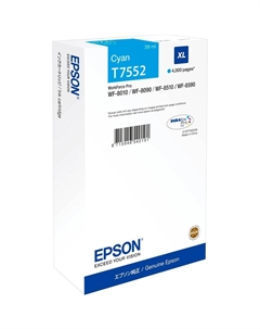 Картридж струйный Epson T7552 (C13T755240), голубой, оригинальный, ресурс 4000 страниц для Epson WorkForce Pro WF-8090DW