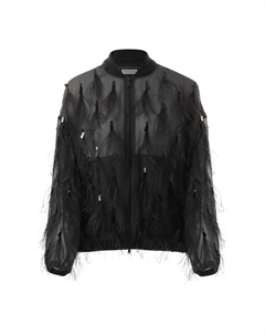 Бомбер с отделкой перьями Brunello cucinelli