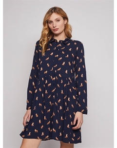 Платье-рубашка с животным принтом Zolla