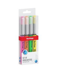 Набор текстовыделителей-кистей Textline HL470, 1-6 мм, 4 шт Berlingo