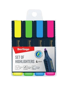 Набор текстовыделителей, 1-5 мм, 4 цвета Berlingo