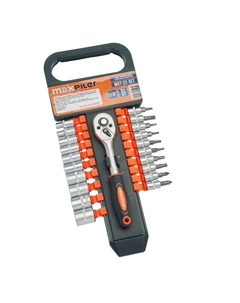 Набор торцевых головок с трещоткой MXT-22-SET (21 предмет, 1/4") Maxpiler