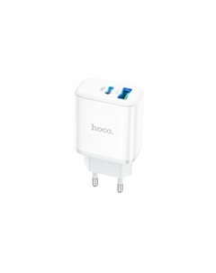 Сетевое зарядное устройство Hoco C105A 20 Вт, USB, USB type-C, Quick Charge, PD, 3А, белый (6931474782946)