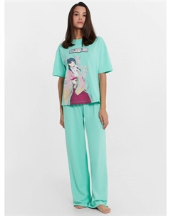 Пижама женская мятная с принтом Mark formelle