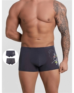 Трусы боксеры мужские серые с принтом в наборе, 2 шт Mark formelle