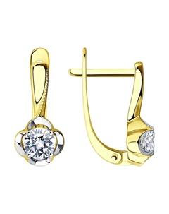 Серьги из желтого золота с фианитами Sokolov