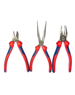 Набор монтажный KN-002011, в ложементе, 3 предмета (плоскогубцы 180мм, длинногубцы 200мм, бокорезы 160мм) Knipex