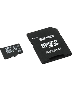 Карта памяти 16Gb microSDHC Class 10 UHS-I U1 + адаптер Silicon power