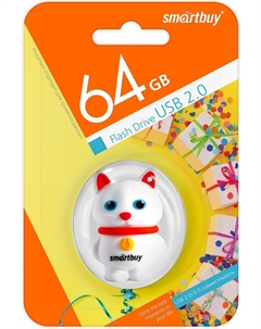 Флешка 64Gb USB 2.0 Wild series Котёнок, белый (SB64GBCatW) Smartbuy