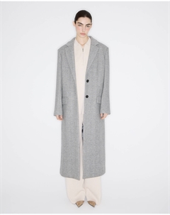 Пальто однобортное в елочку серого цвета 2mood