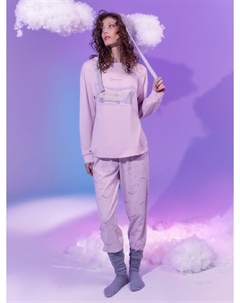 Пижама женская розовая с принтом Mark formelle